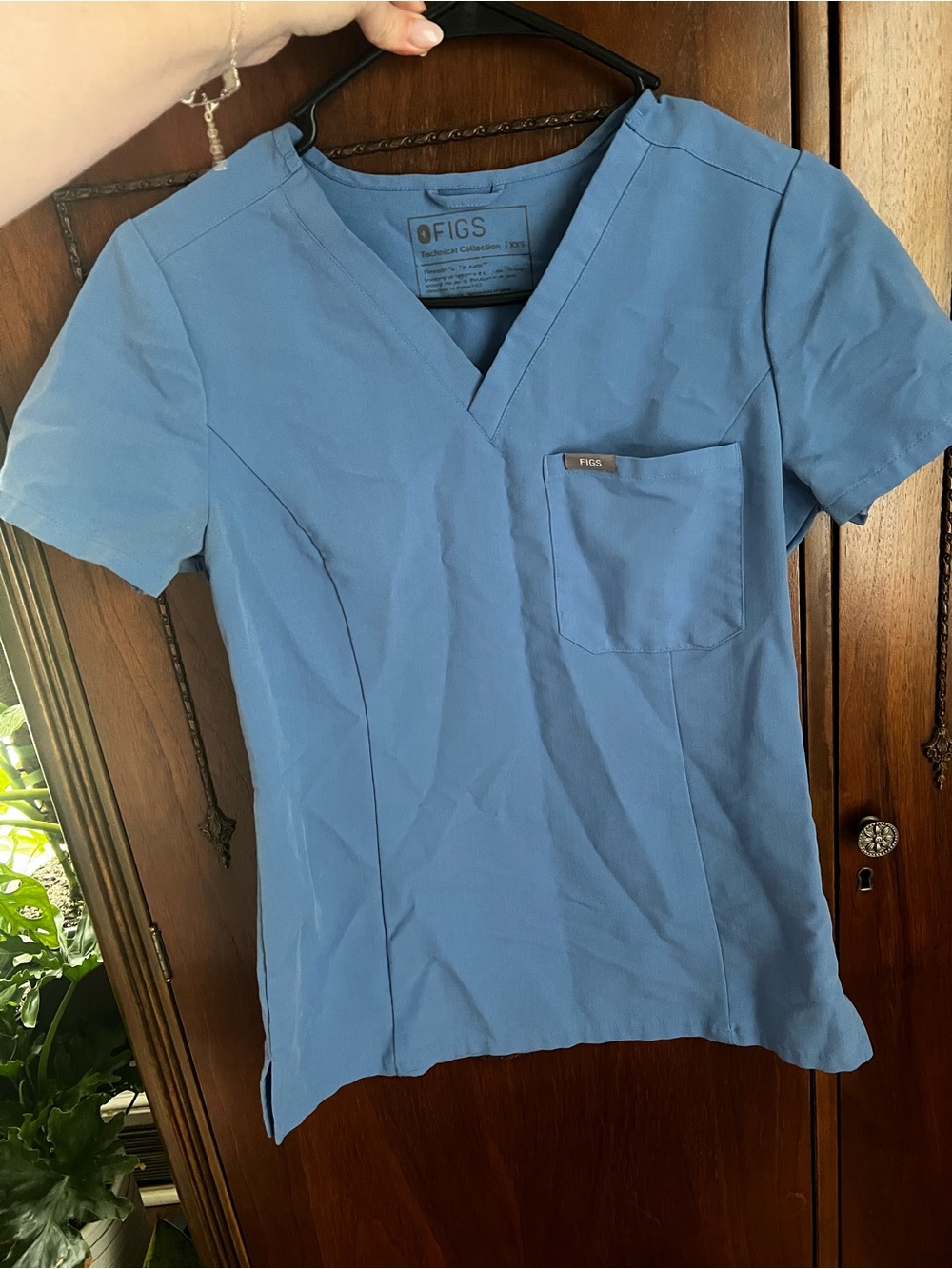 FIGS Women's V-Neck Scrub Top in Light Blue